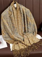Pashmina gris doré élégant et luxueux
