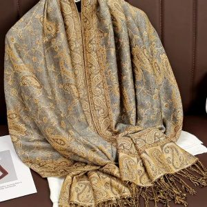 Pashmina gris doré élégant et luxueux