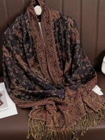 Pashmina noir et grenat