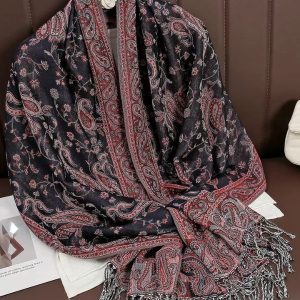 Pashmina noir et rubis