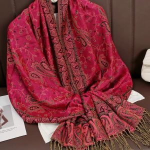 Pashmina rouge rubis élégante et chaude