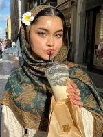Pashmina vert émeraude en laine douce et chaude