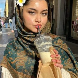 Pashmina vert émeraude en laine douce et chaude