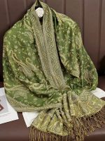 Pashmina vert olive élégante et douce