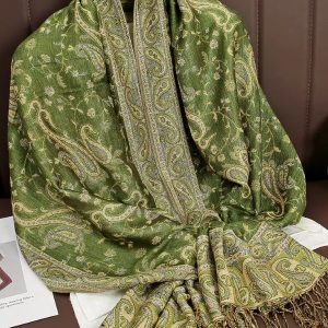 Pashmina vert olive élégante et douce