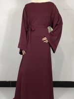 Robe abaya Bordeaux élégante et chic pour occasions spéciales