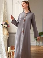 Robe djellaba moderne femme "Argent Brumeux