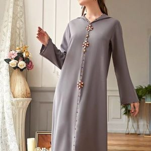 Robe djellaba moderne femme "Argent Brumeux