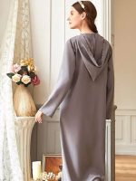 Robe longue djellaba pour femme, finition argentée