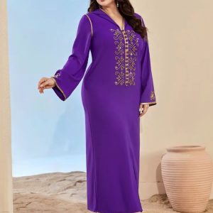 Djellaba femme élégante couleur aubergine