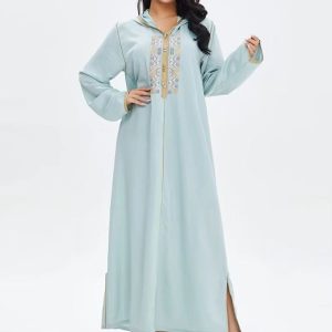 Robe djellaba femme moderne en bleu azurin