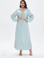 Djellaba femme élégante couleur bleu azurin