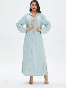 Djellaba femme élégante couleur bleu azurin
