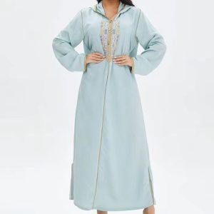 Djellaba femme élégante couleur bleu azurin