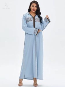 Robe djellaba moderne femme "Ciel Glacé