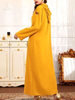 Djellaba femme jaune safran, design moderne et tendance