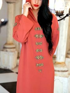 Djellaba féminine moderne couleur terracotta