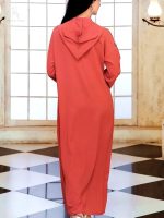Robe traditionnelle revisité pour femme, teinte rose terracotta