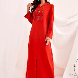 Robe djellaba femme moderne en rouge grenat