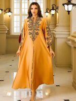 Robe djellaba safran élégante pour femme