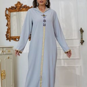 Robe djellaba marocaine Al-Qamar en tissu léger et élégant