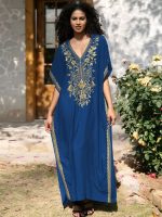Robe djellaba marocaine bleue élégante