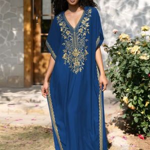 Robe djellaba marocaine bleue élégante