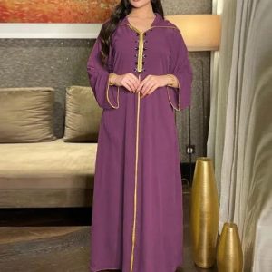 Robe djellaba marocaine Violet Sépia