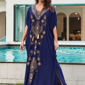 Robe djellaba bleue marine élégante pour femmes