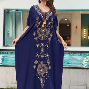 Djellaba royale en bleu marine avec coupe traditionnelle