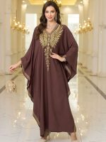Robe djellaba marron chocolat élégante et raffinée