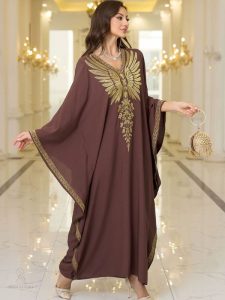 Robe longue djellaba marron pour toutes occasions
