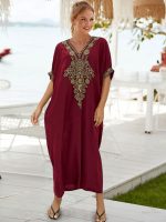 Robe djellaba rubis royal élégante et raffinée