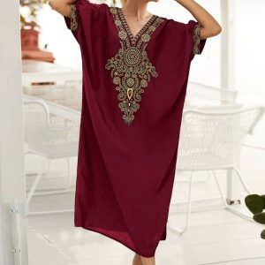 Djellaba rubis royal, style traditionnel et chic