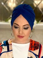 Turban hijab bleu élégant pour un style moderne